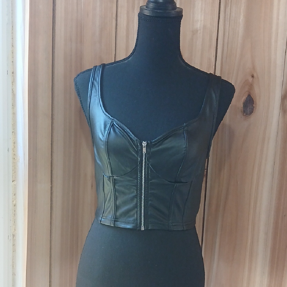 SHEIN Black Faux Leather Tank Top